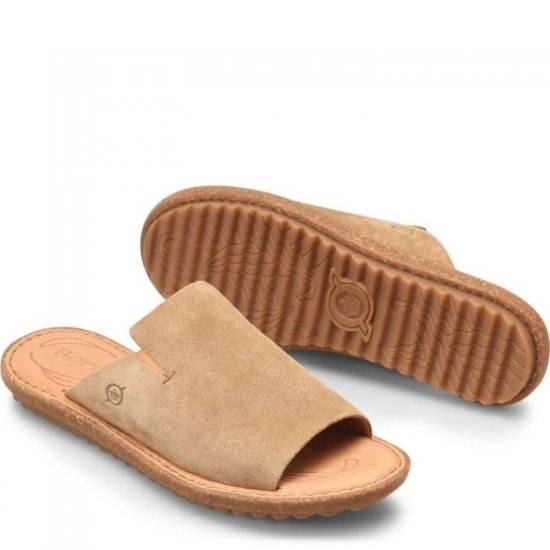 Born Shoes Canada | Women's Mesilla Sandals - Taupe Suede (Tan) - Click Image to Close