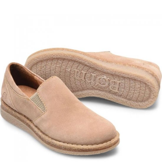 Born Shoes Canada | Women's Palma Slip-Ons & Lace-Ups - Natural Sand Suede (Tan) - Click Image to Close