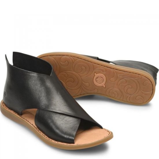 Born Shoes Canada | Women's Iwa Sandals - Black Natural Sole (Black) - Click Image to Close