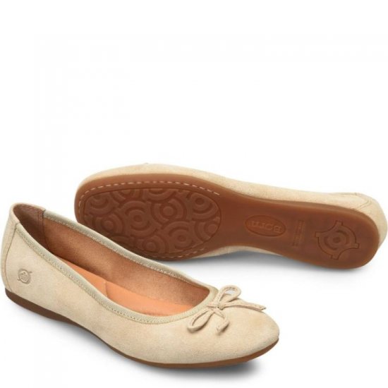 Born Shoes Canada | Women's Brin Flats - Naturale Suede (Tan) - Click Image to Close