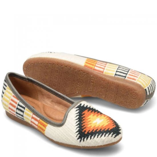 Born Shoes Canada | Women's Giselle Flats - White Cotton Fabric (Multicolor) - Click Image to Close