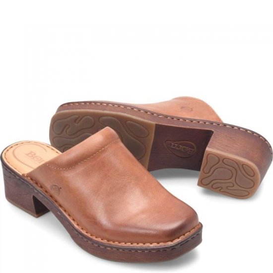 Born Shoes Canada | Women's Hilary Clogs - Cognac (Brown) - Click Image to Close