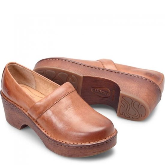 Born Shoes Canada | Women's Freya Clogs - Cognac Brown (Brown) - Click Image to Close