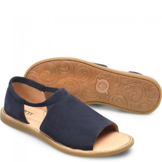 Born Shoes Canada | Women's Cove Modern Sandals - Navy River Suede (Blue) - Click Image to Close