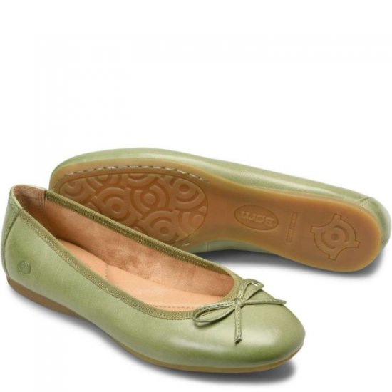 Born Shoes Canada | Women's Brin Flats - Green Leaf (Green) - Click Image to Close