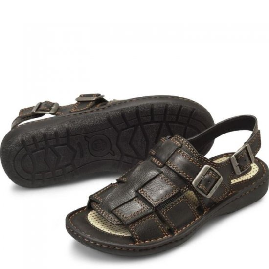 Born Shoes Canada | Men's Miguel Sandals - Black - Click Image to Close