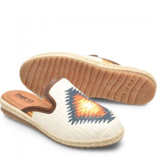 Born Shoes Canada | Women's Gretta Clogs - Winter White Cotton (Multicolor) - Click Image to Close