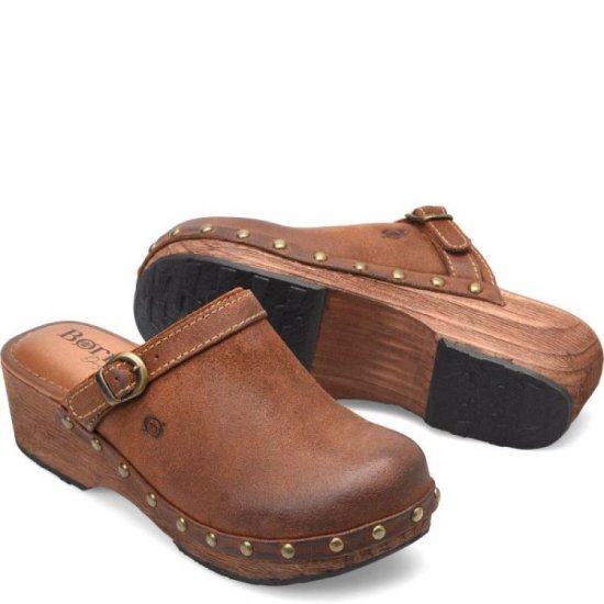 Born Shoes Canada | Women's Jewel Clogs - Glazed Ginger Distressed (Brown) - Click Image to Close