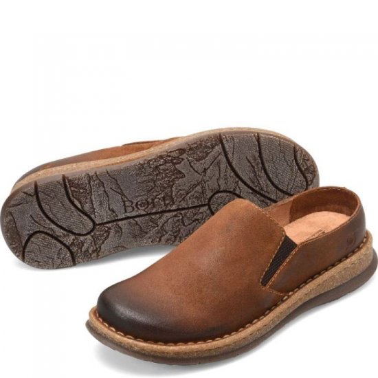 Born Shoes Canada | Men's Bryson Clog Slip-Ons & Lace-Ups - Glazed Ginger Distressed (Brown) - Click Image to Close