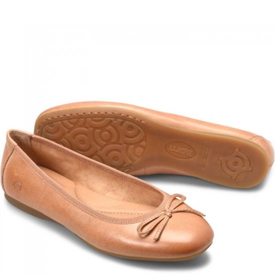 Born Shoes Canada | Women's Brin Flats - Natural Almond (Tan) - Click Image to Close