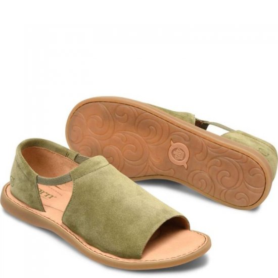 Born Shoes Canada | Women's Cove Modern Sandals - Kiwi Suede (Green) - Click Image to Close