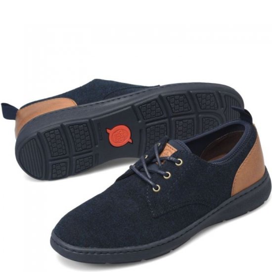 Born Shoes Canada | Men's Marcus Slip-Ons & Lace-Ups - Navy Wool Combo (Blue) - Click Image to Close