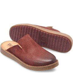 Born Shoes Canada | Women's Selina Clogs - Dark Brick Distressed (Red)