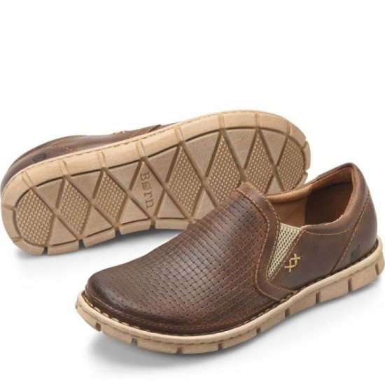 Born Shoes Canada | Men's Sawyer Slip-Ons & Lace-Ups - Sunset Embossed (Brown) - Click Image to Close