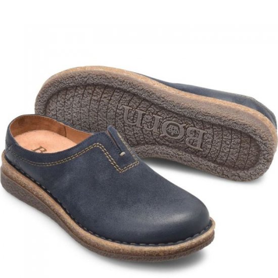 Born Shoes Canada | Women's Seana Clogs - Navy Indigo Distressed (Blue) - Click Image to Close