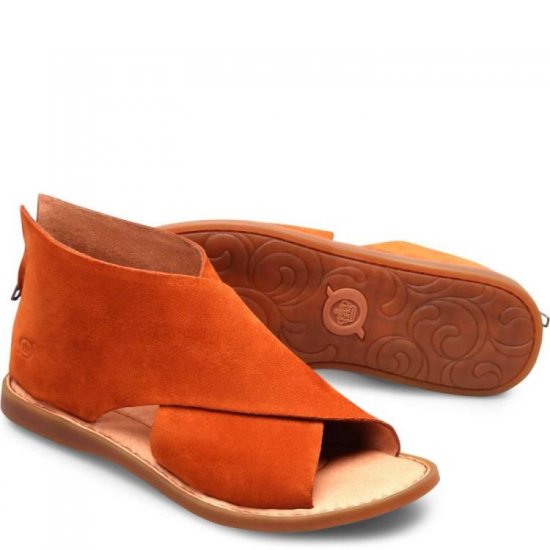 Born Shoes Canada | Women's Iwa Sandals - Cognac Suede (Brown) - Click Image to Close