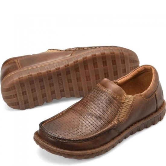 Born Shoes Canada | Men's Gudmund Slip-Ons & Lace-Ups - Sunset Embossed (Brown) - Click Image to Close