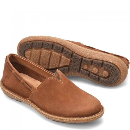 Born Shoes Canada | Women's Naya Slip-Ons & Lace-Ups - Maple Leaf Nubuck (Tan) - Click Image to Close