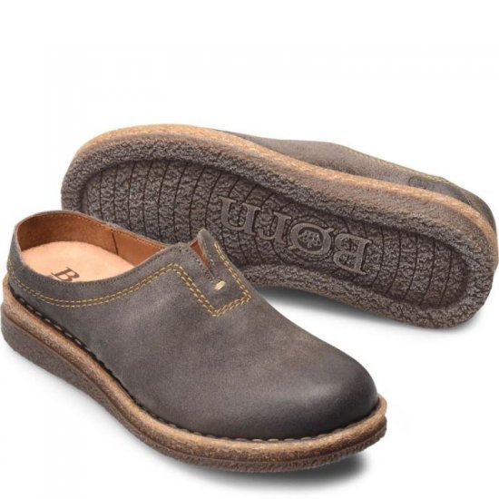 Born Shoes Canada | Women's Seana Clogs - Dark Concrete Distressed (Grey) - Click Image to Close