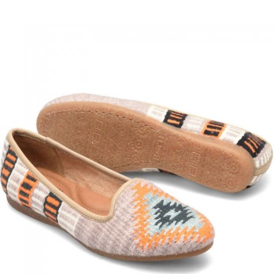 Born Shoes Canada | Women's Giselle Flats - Taupe Cotton Fabric (Multicolor) - Click Image to Close