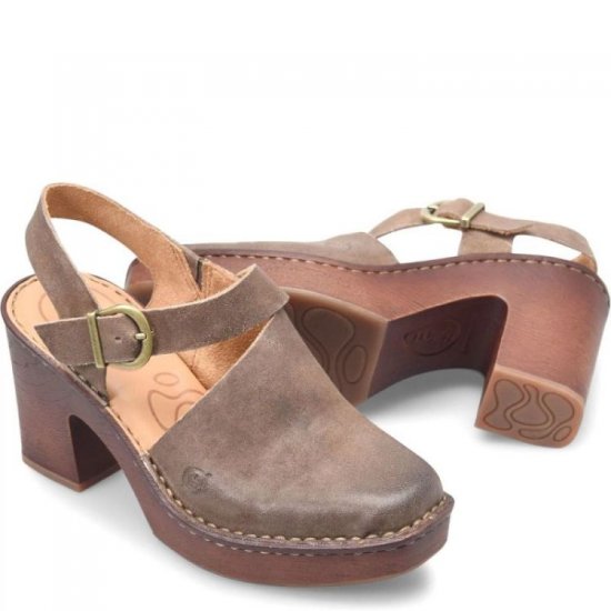 Born Shoes Canada | Women's Devlyn Heels - Taupe Distressed (Tan) - Click Image to Close