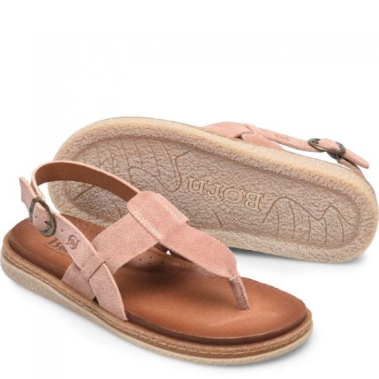 Born Shoes Canada | Women's Cammie Sandals - Blush Malve Suede (Pink) - Click Image to Close