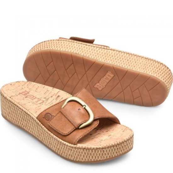 Born Shoes Canada | Women's Sloane Sandals - Tan Camel Distressed (Brown) - Click Image to Close