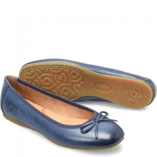 Born Shoes Canada | Women's Brin Flats - Navy Marine (Blue) - Click Image to Close