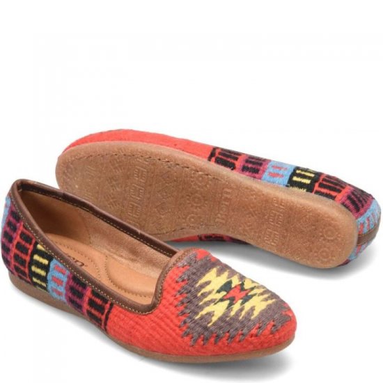 Born Shoes Canada | Women's Giselle Flats - Red Cotton Fabric (Multicolor) - Click Image to Close