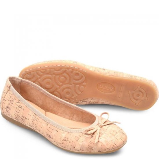 Born Shoes Canada | Women's Brin Flats - Natural Cork (Tan) - Click Image to Close