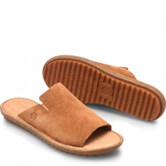 Born Shoes Canada | Women's Mesilla Sandals - Tan Camel Suede (Brown) - Click Image to Close